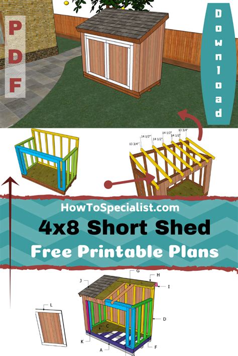 4×8 Short Shed Plans Howtospecialist How To Build Step By Step Diy