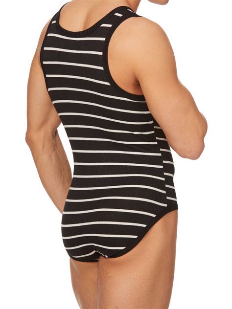 Men S Striped Bodysuit Bodysuits And Leotards For Men Body Aware Uk