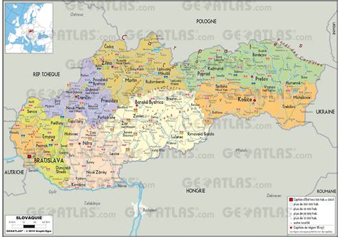Représentation de la slovaquie au sein des différentes institutions européennes, montants versés et perçus, système politique et chiffres du commerce. Carte de la Slovaquie - Plusieurs cartes du pays d'Europe ...