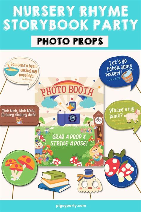 Nursery Rhyme Storybook Photo Props Printable Photo Booth Kit Party