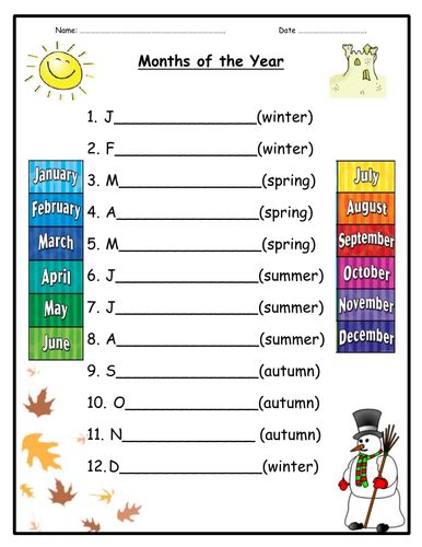 Seasons And Months 3 Differentiated Worksheets Linked To Time By