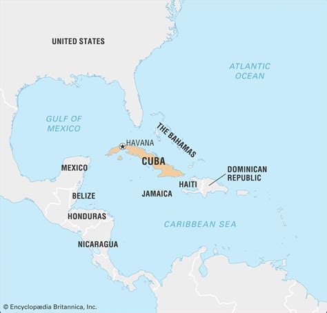 كوبا على خريطة العالم البلدان المحيطة والموقع على منطقة البحر الكاريبي