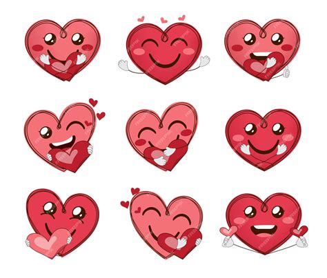 premium vector emoji care emoticons vector set emojis valentines heart characters with inlove