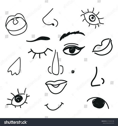 Set Human Face Parts Stock Vector Royalty Free 1913593138 Shutterstock