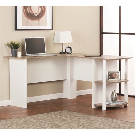 Ameriwood Home Dakota L Shaped Desk With Bookshelves Black Ebony Ash