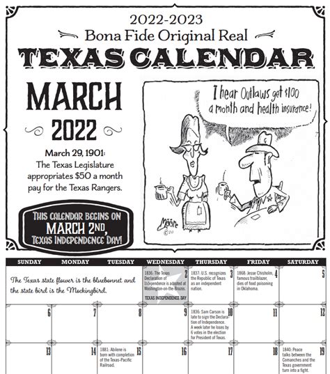 Texas Calendar Texas Calendars The History Of Texas In Cartoons By