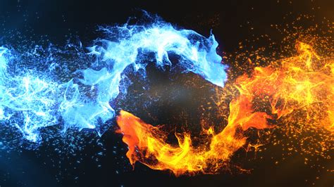 Fire And Ice Concept Design With Spark 3d Illustrationtn Stock