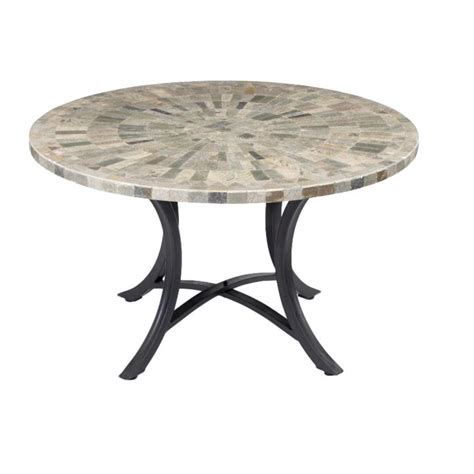 Oyster Slate Stone Round Outdoor Dining Table 120cm By Chl Enterprises