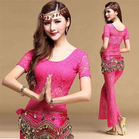 Buy New Arrival Belly Dance Clothing 3 Pieces Lace Top Pants Sexy Dancer