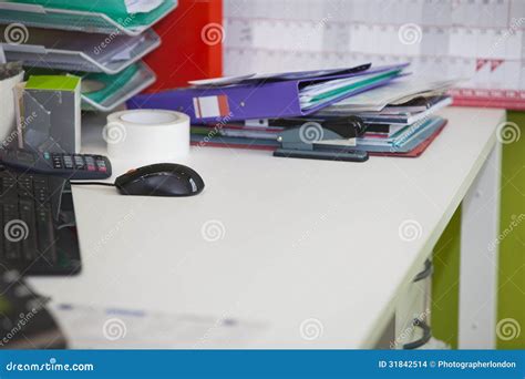 Close Up Of Real Life Messy Desk In Office Stock Photo Image Of Real