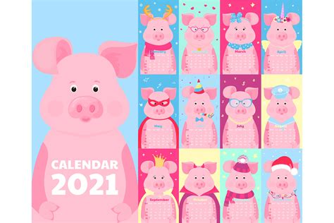 Funny Pigs Calendar For 2021 By Liluart