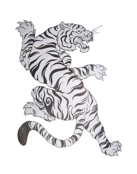 Grey And White Climbing Tiger Tattoo Design By Cheeraw Tattooimagesbiz