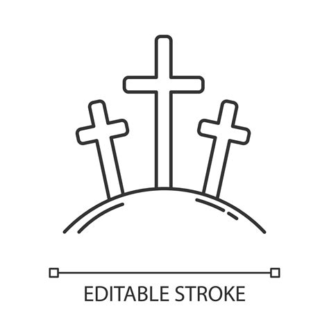 Calvary Hill Linear Icon Three Crosses At Golgotha Mountain