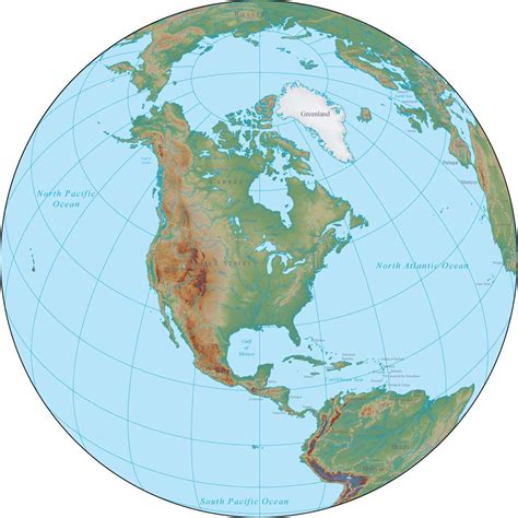 Globe Over North America Terrain Map In Adobe Illustrator Vector Format