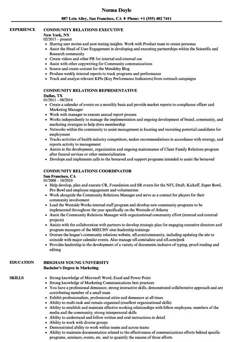 community relations manager resume templatedose