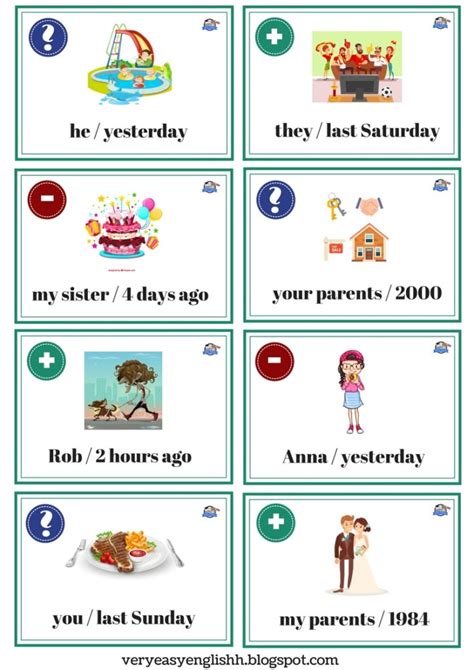 Past Simple Speaking Cards Easy English