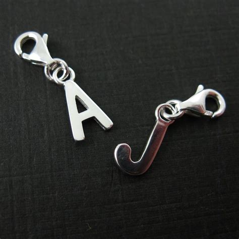Sterling Silver Letter Charms A Z Letter Pendant Charm With Clasp