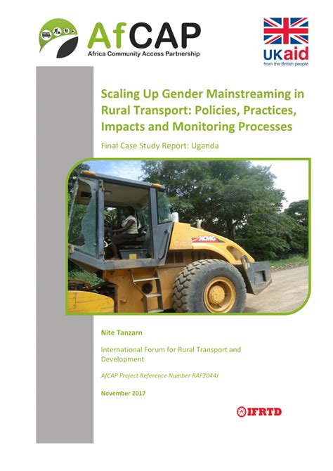 Pdf Scaling Up Gender Mainstreaming In Rural Transport Policies