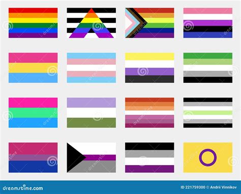 Lgbtq Pride Flags Collection Sexual Identity Flags Set Festival Of Sexual Minorities Gays And