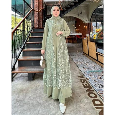 jual baju wanita model baru 2023 gamis ceruty terbaru anjani dress brukat fashion muslim