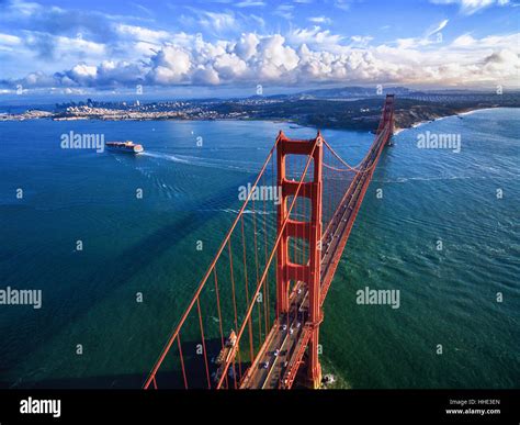 Golden Gate Bridge Aerial View Of The Large Road Bridge And The