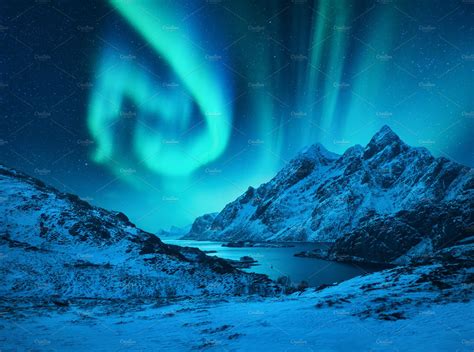 Aurora borealis above the mountains | High-Quality Nature Stock Photos ...