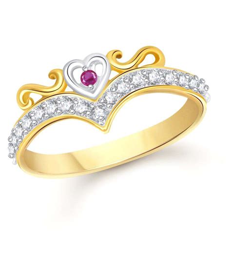 Vk Jewels Royal Crown Heart Valentine Gold And Rhodium Plated Alloy Ring For Women Made With