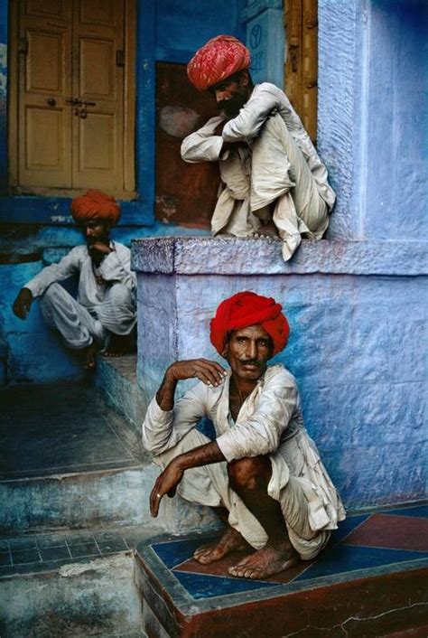 Steve Mccurry Three Men On Steps Jodhpur India Photograph
