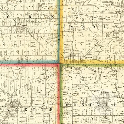Medina County Ohio Vintage Map From 1857 Old County Map Art Etsy