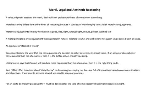 Moral Legal And Aesthetic Reasoning