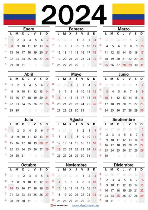 Calendario Colombia Con Festivos Pdf