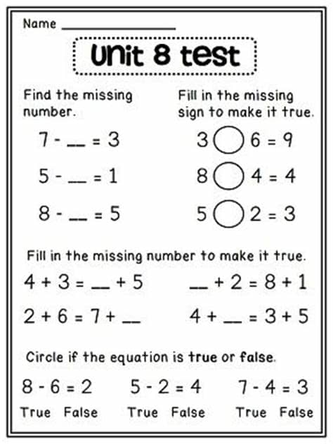 First Grade Math Unit 8: Balancing Equations, Choosing an ...