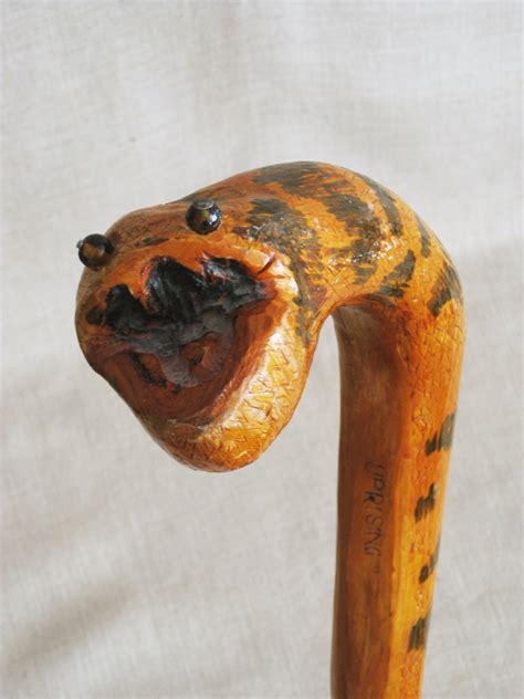 Antique Cane Walking Stick With Coiled Snake Rod Of Asclepius Old
