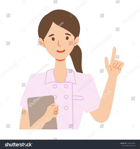 Illustration Nurse Guiding Information By Pointing Stock Vector