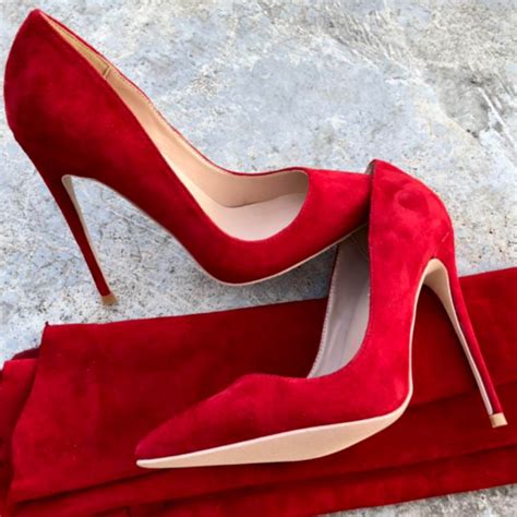 Keshangjia 12cm Stilettos Women Pointed Toe Red Suede High Heels Pump