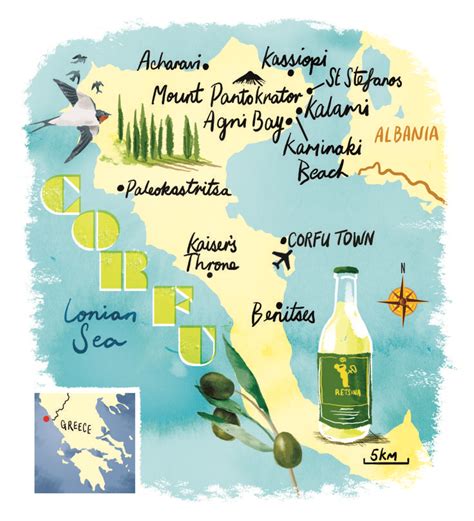 Corfu Map By Scott Jessop August 2013 Issue Corfou Grece Voyage