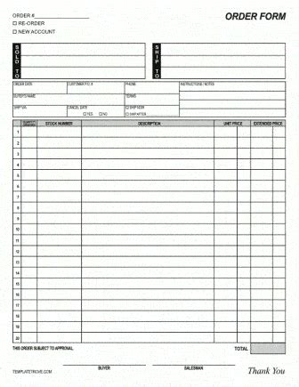 order form templates samples  word excel formats