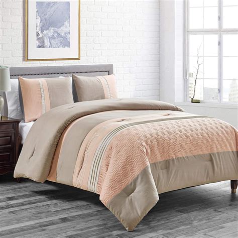 Peachtaupe Goose Down Alternative Comforter Set Queen Size Bedding