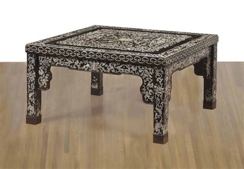 A Chinese Mother Of Pearl Inlaid Black Lacquer Low Table Late 19th