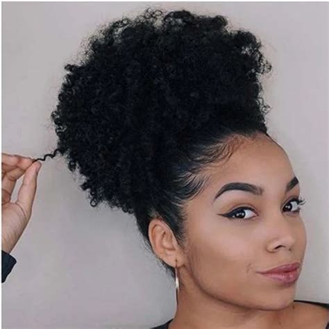 Beautiful Kinky Curly African Fluffy Artificial Afro Woman Puffs
