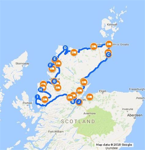 Map Of The North Coast 500 Route And Recommended Hotels To Stay At See