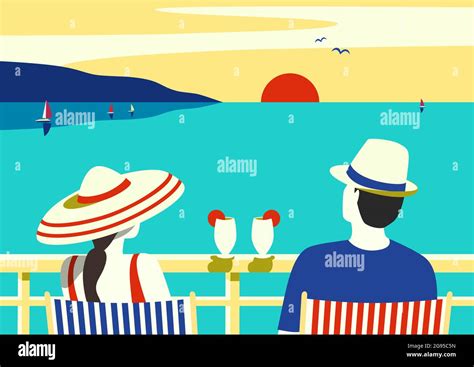 Couple Enjoy Ocean Cruise Vacation Stock Vector Image And Art Alamy