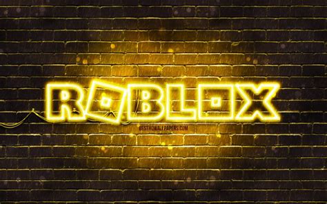 Download Wallpapers Roblox Yellow Logo 4k Yellow Brickwall Roblox