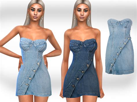 The Sims Resource Strapless Denim Dress