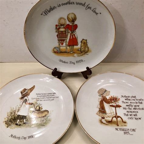 holly hobbie plates mother s day commemorative gold rim etsy holly hobbie plates etsy