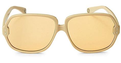 gucci 63mm oversized aviator sunglasses in yellow natural lyst australia