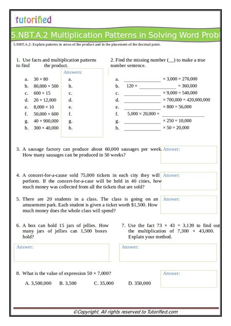 5th Grade Common Core Math Word Problems Worksheets Common Core