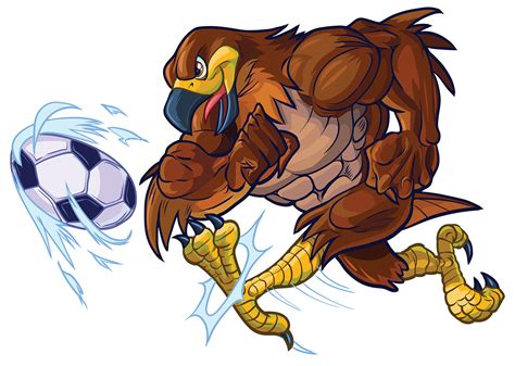 Vector Cartoon Hawk Mascot Kicking Soccer Ball On Behance