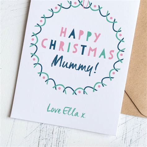 Personalised Mummy Christmas Card With Garland By Small Dots