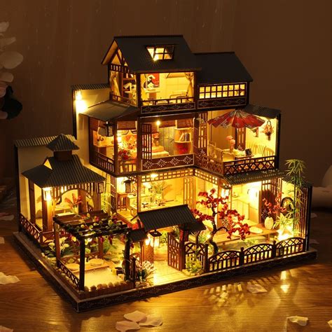 Wooden Diy Japanese Villa Doll House Miniature Kits Handmade Assemble